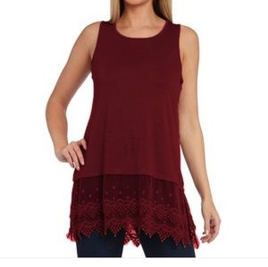 2 Dress / top extenders lace black and burgandy 3x